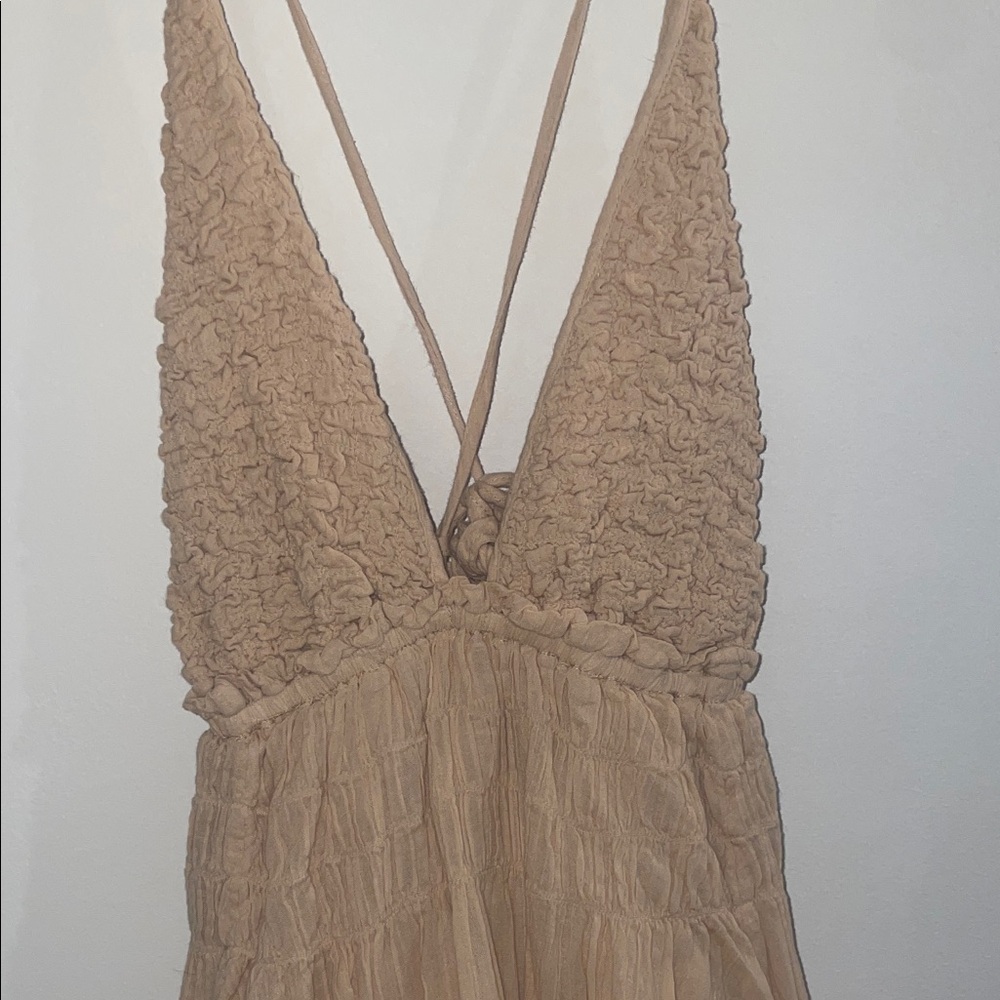 Free People Beige Sun Dress | Open Back | Size S